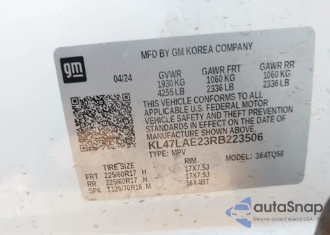 2024 Buick Envista Preferred Fwd from USA, damaged, VIN KL47LAE23RB223506